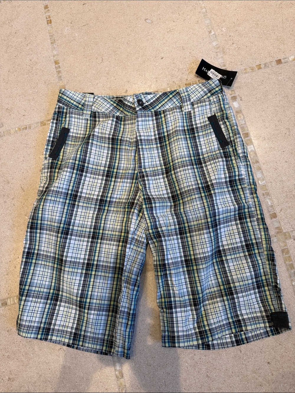 Marc Ecco Men's Plaid Cotton Blend Shorts - Blue/Green